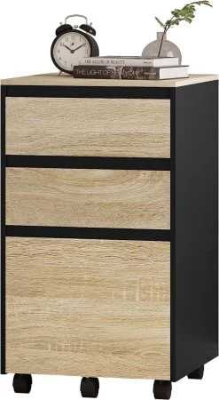 Mobiler Aktenschrank, Büroschrank, Rollcontainer Mit 3 Schubladen, 40x70x40 Cm