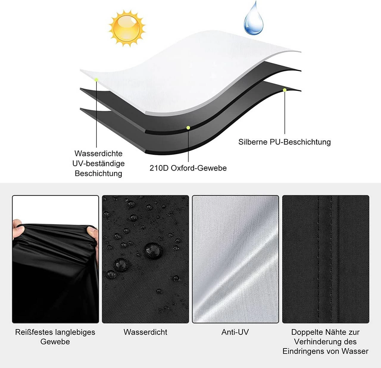 Motorradabdeckung Wasserdicht Winterfest, Motorrad Abdeckplane Outdoor Aus 210D Oxford Stoff 4 Motorradabdeckung Wasserdicht Winterfest, Motorrad Abdeckplane Outdoor Aus 210D Oxford Stoff – Bild 4