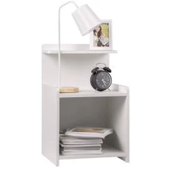 Nachttisch Nachtschrank Beistelltisch Mit Ablagefläche, MDF, 40x35x62cm, Weiß -Möbel Store Nachtkommode Nachtschrank MDF weiss3 1280x1280