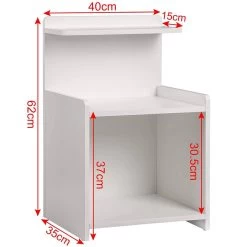 Nachttisch Nachtschrank Beistelltisch Mit Ablagefläche, MDF, 40x35x62cm, Weiß -Möbel Store Nachtkommode Nachtschrank MDF weiss4 1280x1280