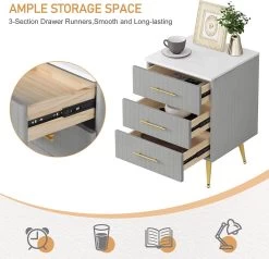 Nachttisch, 3 Schubladen Aus Massivholz, Höhe Tragfähigkeit, 40,5x41x60cm, Grau -Möbel Store Nachttisch 3 Schubladen aus Massivholz H he Tragf higkeit 40 5x41x60cm TS135gr Grau7 1280x1280