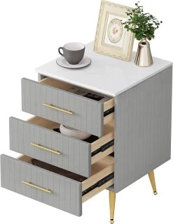 Nachttisch, 3 Schubladen Aus Massivholz, Höhe Tragfähigkeit, 40,5x41x60cm, Grau -Möbel Store Nachttisch 3 Schubladen aus Massivholz H he Tragf higkeit 40 5x41x60cm TS135gr Grau9 1280x1280