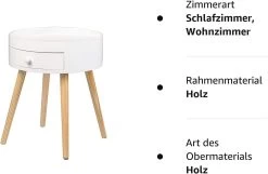 Nachttisch Beistelltisch Nachtkommode, Mit Schublade, Mit Beinen, MDF, Weiß -Möbel Store Nachttisch Beistelltisch Nachtkommode mit Schublade mit Beinen MDF TS111ws Weiss2 1280x1280