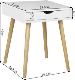 Nachttisch Nachtschrank Mit Schublade Und 4 Holzbeine Aus Spanplatte Weiß -Möbel Store Nachttisch Beistelltisch Nachtschrank mit Schublade Holz weiss3 1280x1280