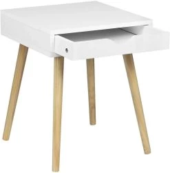 Nachttisch Nachtschrank Mit Schublade Und 4 Holzbeine Aus Spanplatte Weiß -Möbel Store Nachttisch Beistelltisch Nachtschrank mit Schublade Holz weiss5 1280x1280