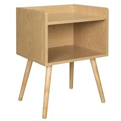 Nachttisch Nachtkommode Mit Offenem Fach, Holz, Hell Eiche, 46x38x60cm(BxTxH)