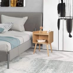 Nachttisch Nachtkommode Mit Offenem Fach, Holz, Hell Eiche, 46x38x60cm(BxTxH) -Möbel Store Nachttisch Nachtkommode mit Offenem Fach Holz 46x38x60cm BxTxH TSR70hei Hell Eiche1 1280x1280