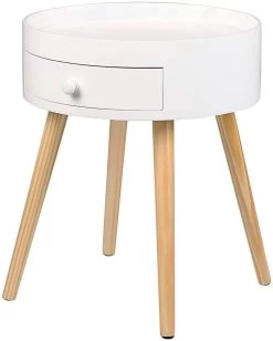 Nachttisch Beistelltisch Nachtkommode, Mit Schublade, Mit Beinen, MDF, Weiß