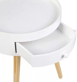Nachttisch Beistelltisch Nachtkommode, Mit Schublade, Mit Beinen, MDF, Weiß -Möbel Store Nachttisch Nachtschrank Schublade Holz weiss6 1280x1280