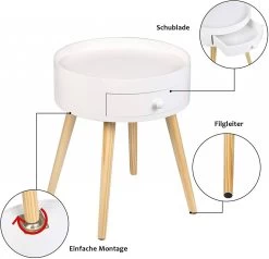 Nachttisch Beistelltisch Nachtkommode, Mit Schublade, Mit Beinen, MDF, Weiß -Möbel Store Nachttisch Nachtschrank Schublade Holz weiss9 1280x1280