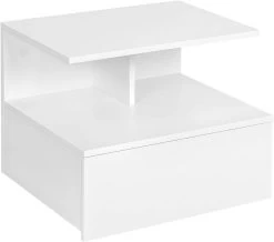 WOLTU Nachttisch Hängend, Wandregal Mit Schublade, Offenem Fach, Weiß -Möbel Store Nachttisch h ngend Wandregal mit Schublade offenem Fach W0ETT0076 weiss1 1280x1280