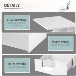 WOLTU Nachttisch Hängend, Wandregal Mit Schublade, Offenem Fach, Weiß -Möbel Store Nachttisch h ngend Wandregal mit Schublade offenem Fach W0ETT0076 weiss5 1280x1280