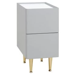 WOLTU Nachttisch Mit 2 Schubladen, Hochglanz, Holz PVC+Metall