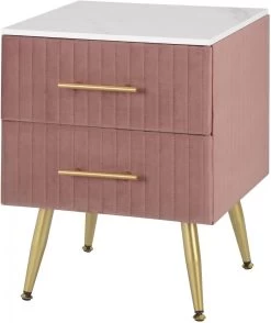 Nachttisch Mit 2 Schubladen, Aus MDF Metallbeinen