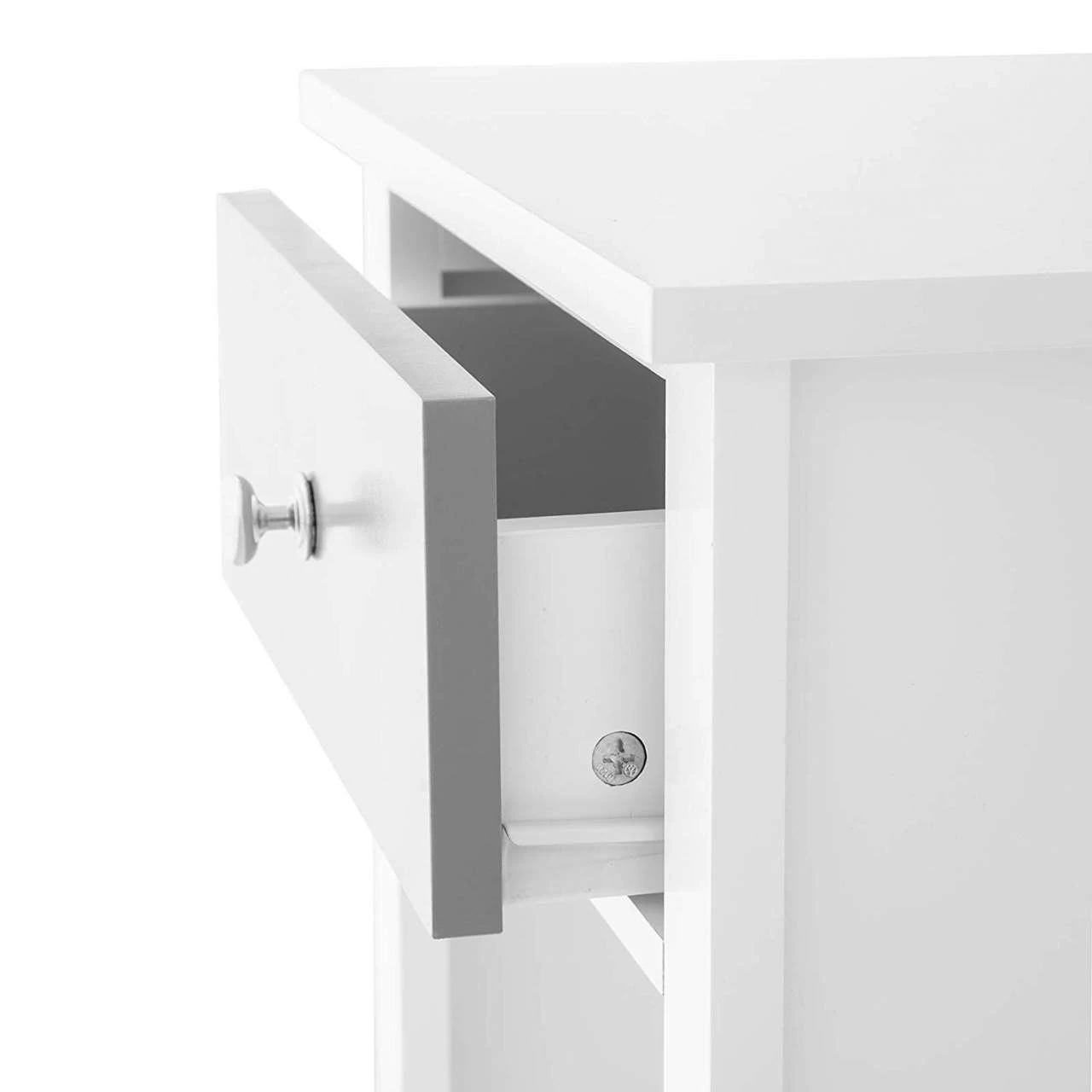 Nachttisch Beistelltisch Sofatisch, Mit Schublade Und Offenem Fach Weiß 7 Nachttisch Beistelltisch Sofatisch, Mit Schublade Und Offenem Fach Weiß – Bild 7