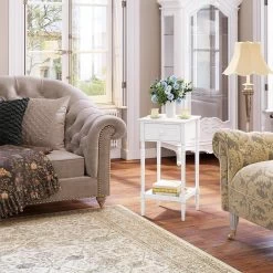 WOLTU Nachttisch, Mit Schublade Offener Ablage, Barock, Beine Aus Massivholz, Weiß -Möbel Store Nachttisch mit Schublade offener Ablage Barock Beine aus Massivholz W0ETT0194 Weiss5 1280x1280