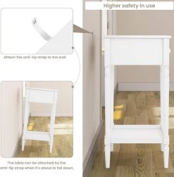 WOLTU Nachttisch, Mit Schublade Offener Ablage, Barock, Beine Aus Massivholz, Weiß -Möbel Store Nachttisch mit Schublade offener Ablage Barock Beine aus Massivholz W0ETT0194 Weiss7 1280x1280