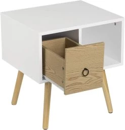 Nachttisch Mit Schublade&Offenem Fach, Mit Beinen, Holz, 48x40x50cm(BxTxH) -Möbel Store Nachttisch mit Schublade und Offenem Fach TSR72ws 8 1280x1280