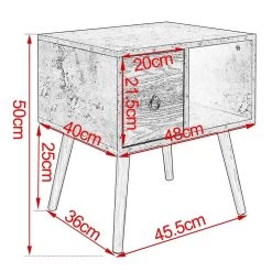 Nachttisch Mit Schublade&Offenem Fach, Mit Beinen, Holz, 48x40x50cm(BxTxH) -Möbel Store Nachttisch mit Schublade und Offenem Fach TSR72ws 9 1280x1280