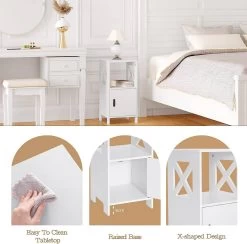 Nachttisch Schmal Weiß, Mit 1 Offenem Fach Und 1 Fach Mit Tür, 30x60x30 Cm, Modern -Möbel Store Nachttisch schmal Weiss mit 1 offenem Fach und 1 Fach mit T r 30x60x30 cm modern TSR166ws weiss5 1280x1280