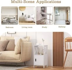 Nachttisch Schmal Weiß, Mit 1 Offenem Fach Und 1 Fach Mit Tür, 30x60x30 Cm, Modern -Möbel Store Nachttisch schmal Weiss mit 1 offenem Fach und 1 Fach mit T r 30x60x30 cm modern TSR166ws weiss7 1280x1280