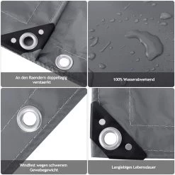 WOLTU PVC Abdeckplane Schutzplane Wasserdicht 500 G/m² -Möbel Store PVC Abdeckplane Schutzplane wasserdicht 500g GZ1222dgr dunkelgrau6 1280x1280