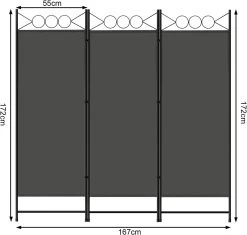 Paravent, Raumteiler, Klappbar Freistehend Sichtschutz, Dunkelgrau -Möbel Store Paravent Raumteiler 3 TLG klappbar freistehend Sichtschutz GZZ1256dgr01 Dunkelgrau3 1280x1280