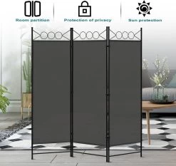 Paravent, Raumteiler, Klappbar Freistehend Sichtschutz, Dunkelgrau -Möbel Store Paravent Raumteiler 3 TLG klappbar freistehend Sichtschutz GZZ1256dgr01 Dunkelgrau5 1280x1280