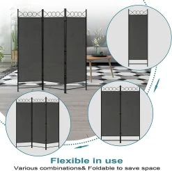 Paravent, Raumteiler, Klappbar Freistehend Sichtschutz, Dunkelgrau -Möbel Store Paravent Raumteiler 3 TLG klappbar freistehend Sichtschutz GZZ1256dgr01 Dunkelgrau6 1280x1280