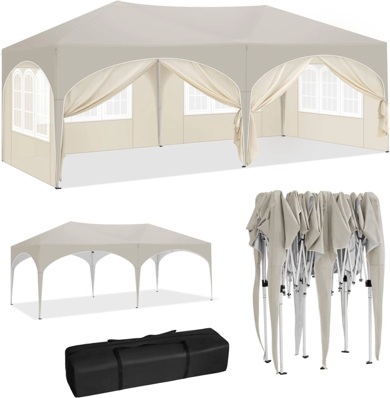 Pavillon 3x6 M, Mit 6 Seitenwänden, Partyzelt Wasserabweisend UV-Schutz 50+, Höhenverstellbar 2 Pavillon 3x6 M, Mit 6 Seitenwänden, Partyzelt Wasserabweisend UV-Schutz 50+, Höhenverstellbar – Bild 2