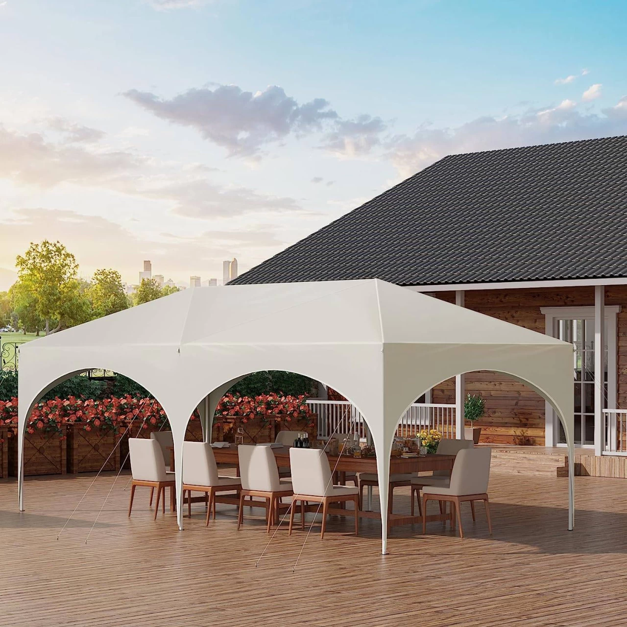 Pavillon 3x6 M, Mit 6 Seitenwänden, Partyzelt Wasserabweisend UV-Schutz 50+, Höhenverstellbar 3 Pavillon 3x6 M, Mit 6 Seitenwänden, Partyzelt Wasserabweisend UV-Schutz 50+, Höhenverstellbar – Bild 3