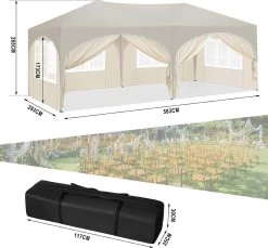Pavillon 3x6 M, Mit 6 Seitenwänden, Partyzelt Wasserabweisend UV-Schutz 50+, Höhenverstellbar 13 Pavillon 3x6 M, Mit 6 Seitenwänden, Partyzelt Wasserabweisend UV-Schutz 50+, Höhenverstellbar -Möbel Store Pavillon 3x6 m mit 6 Seitenw nden Partyzelt wasserabweisend UV Schutz 50 h henverstellbar PVL0005be beige3 1280x1280