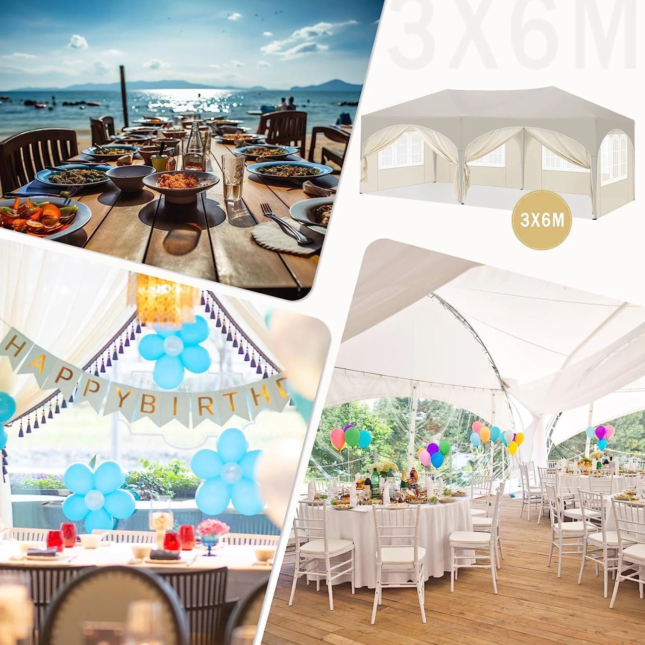 Pavillon 3x6 M, Mit 6 Seitenwänden, Partyzelt Wasserabweisend UV-Schutz 50+, Höhenverstellbar 10 Pavillon 3x6 M, Mit 6 Seitenwänden, Partyzelt Wasserabweisend UV-Schutz 50+, Höhenverstellbar – Bild 10