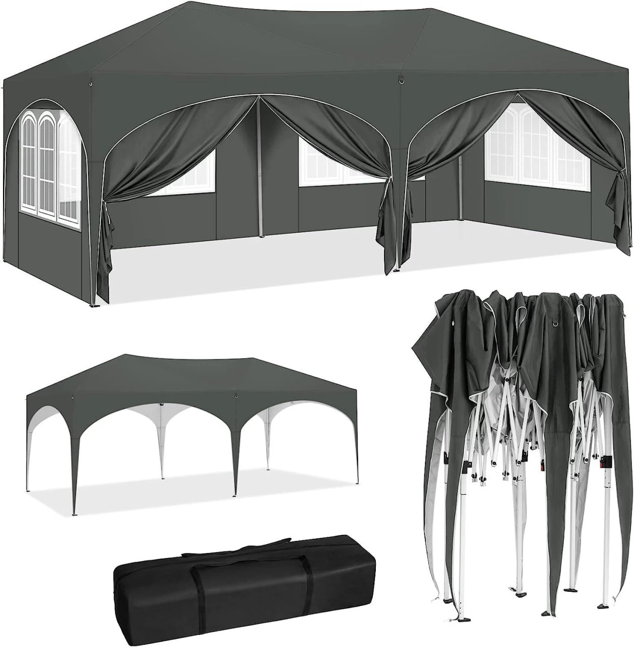 Pavillon 3x6 M, Mit 6 Seitenwänden, Partyzelt Wasserabweisend UV-Schutz 50+, Höhenverstellbar 1 Pavillon 3x6 M, Mit 6 Seitenwänden, Partyzelt Wasserabweisend UV-Schutz 50+, Höhenverstellbar
