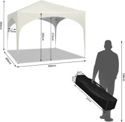 WOLTU Pavillon Pop-Up Wasserdicht, Sonnenschutz Aus Oxford Metallrahmen 3x3m -Möbel Store Pavillon Pop Up wasserdicht Sonnenschutz aus Oxford Metallrahmen 3x3m PVL0003be beige3 1280x1280