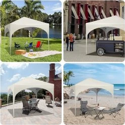 WOLTU Pavillon Pop-Up Wasserdicht, Sonnenschutz Aus Oxford Metallrahmen 3x3m -Möbel Store Pavillon Pop Up wasserdicht Sonnenschutz aus Oxford Metallrahmen 3x3m PVL0003be beige4 1280x1280