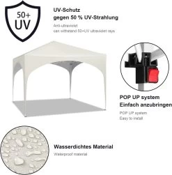 WOLTU Pavillon Pop-Up Wasserdicht, Sonnenschutz Aus Oxford Metallrahmen 3x3m -Möbel Store Pavillon Pop Up wasserdicht Sonnenschutz aus Oxford Metallrahmen 3x3m PVL0003be beige6 1280x1280
