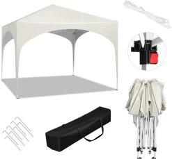 WOLTU Pavillon Pop-Up Wasserdicht, Sonnenschutz Aus Oxford Metallrahmen 3x3m -Möbel Store Pavillon Pop Up wasserdicht Sonnenschutz aus Oxford Metallrahmen 3x3m PVL0003be beige9 1280x1280
