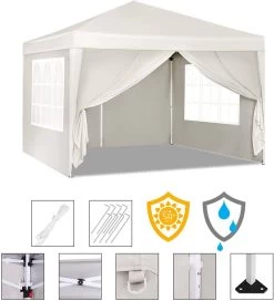 Pavillon Pop-Up Wasserdichter Sonnenschutz Camping Pagodenzelt 3 X 3 M -Möbel Store Pavillon Pop Up wasserdichter Sonnenschutz Camping Pagodenzelt 3 x 3 m PVL0001be beige4 1280x1280