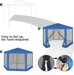 WOLTU Pavillon 3,8x3,3 M Sechseckig, Mit Seitenwänden Moskitonetz, Metall, Blau -Möbel Store Pavillon sechseckig mit Seitenwaenden Moskitonetz Metall W0UETT0226 Blau9 1280x1280
