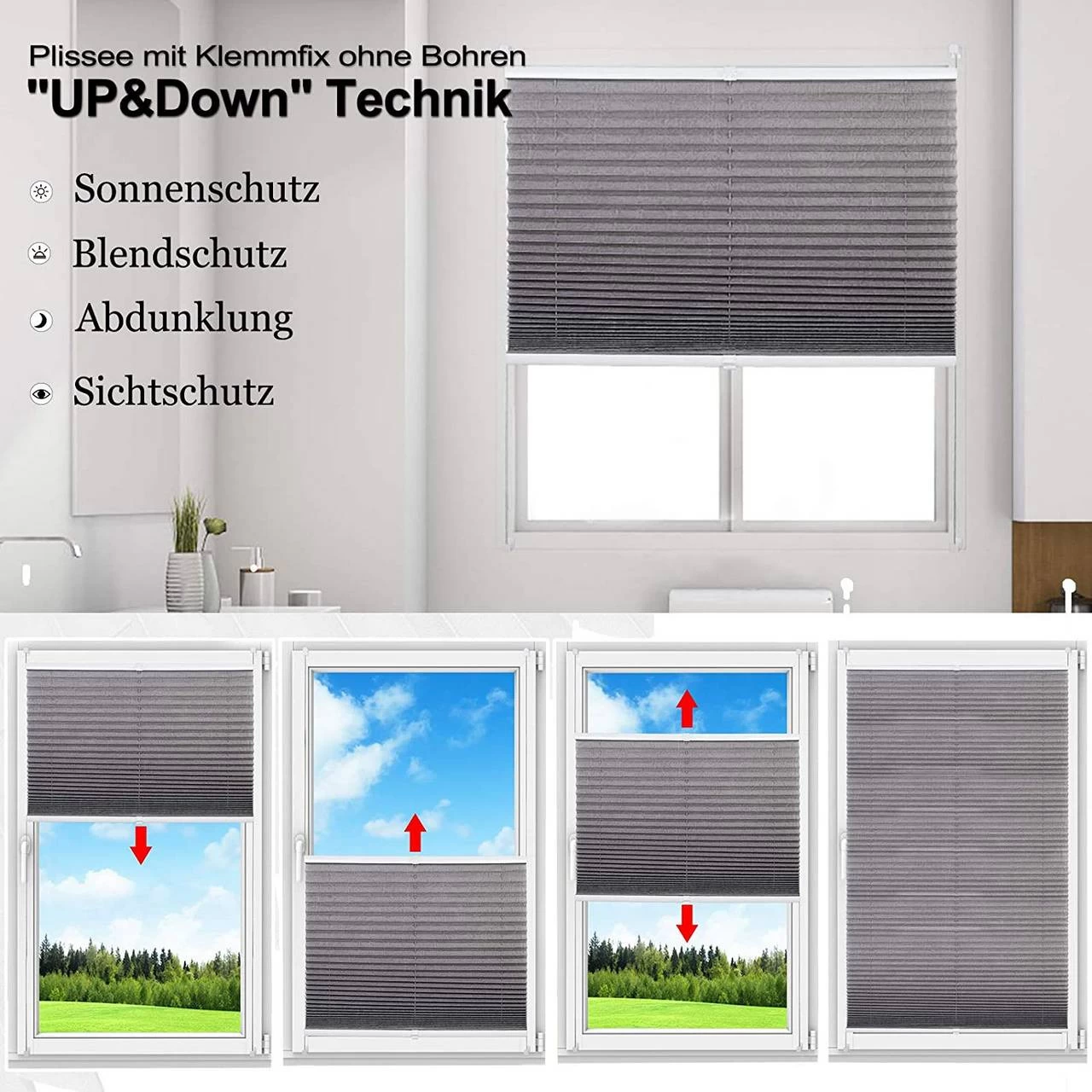 Plissee Klemmfix Verspannt In Crushed Optik Grau 3 Plissee Klemmfix Verspannt In Crushed Optik Grau – Bild 3