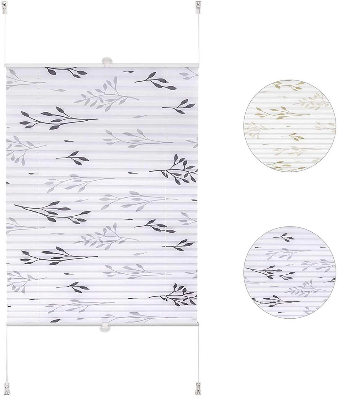 Plissee Faltrollo Klemmfix Ohne Bohren Zweigmotiv Grau 1 Plissee Faltrollo Klemmfix Ohne Bohren Zweigmotiv Grau
