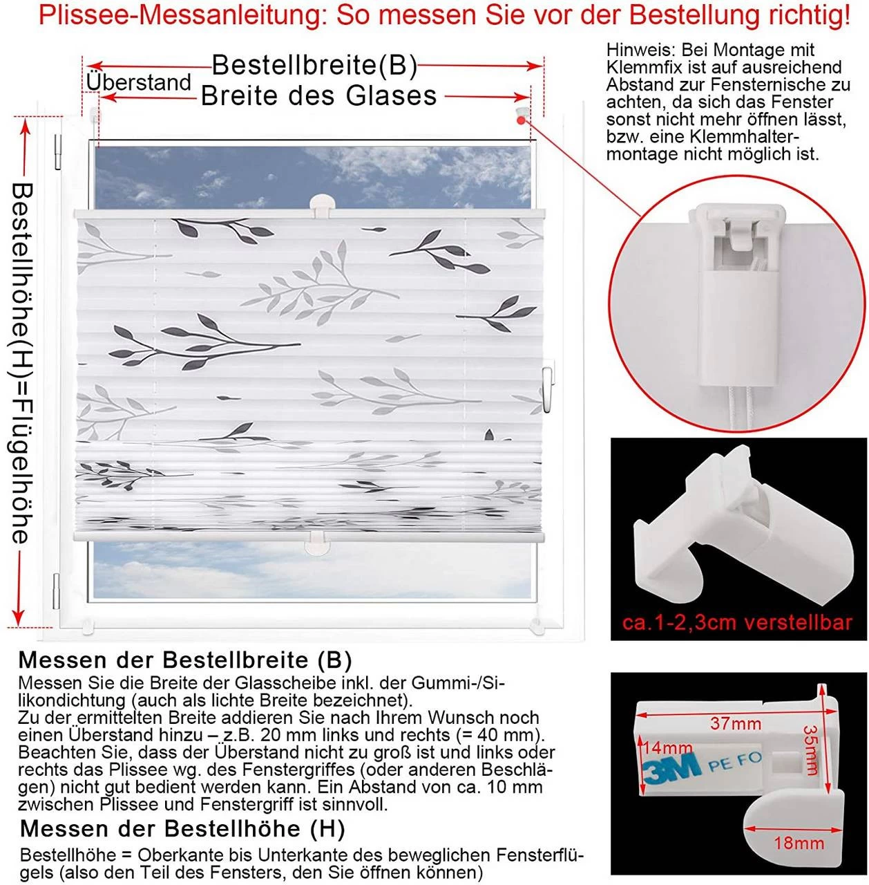 Plissee Faltrollo Klemmfix Ohne Bohren Zweigmotiv Grau 7 Plissee Faltrollo Klemmfix Ohne Bohren Zweigmotiv Grau – Bild 7