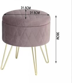 Polsterhocker Mit Stauraum Samt Pouf Rund -Möbel Store Polsterhocker Metallbeine Spielzeugkiste Abstellhocker rosa3 1280x1280