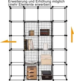 Regalsystem Regalwürfel 16 Fächer Aus Drahtgitte 148x37x148 Cm (BxHxT), Schwarz -Möbel Store Regalsystem Regalw rfel 16 F cher aus Drahtgitte 148x37x148 cm BxHxT SR0123sz 2 schwarz2 1280x1280