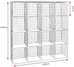 Regalsystem Regalwürfel 16 Fächer Aus Drahtgitte 148x37x148 Cm (BxHxT), Schwarz -Möbel Store Regalsystem Regalwuerfel Drahtregal 16 Faecher Schwarz aus Drahtgitte SR0123sz 23 1280x1280
