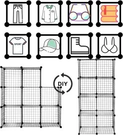 Regalsystem Regalwürfel 16 Fächer Aus Drahtgitte 148x37x148 Cm (BxHxT), Schwarz -Möbel Store Regalsystem Regalwuerfel Drahtregal 16 Faecher Schwarz aus Drahtgitte SR0123sz 25 1280x1280