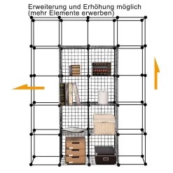 Regalsystem Individuell Aufstellbar 16 Fächer Mit PP-Platte Schwarz Aus Drahtgitte -Möbel Store Regalsystem individuell aufstellbar 16 Faecher mit PP Platte Schwarz aus Drahtgitte SR0126sz 3 1280x1280