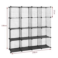 Regalsystem Individuell Aufstellbar 16 Fächer Mit PP-Platte Schwarz Aus Drahtgitte -Möbel Store Regalsystem individuell aufstellbar 16 Faecher mit PP Platte Schwarz aus Drahtgitte SR0126sz 4 1280x1280