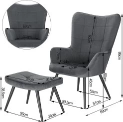 Relaxsessel Lehnstühle Vintage Retro Sessel Polstersessel Mit Hocker, Cordsamt -Möbel Store Relaxsessel Lehnst hle Vintage Retro Sessel Polstersessel mit Hocker Cordsamt SKS28 dunkelgrau1 1280x1280